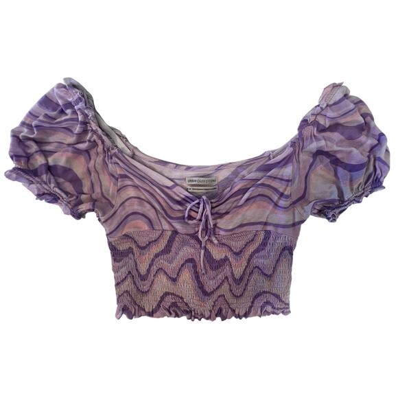 URBAN OUTIFTTERS LILAC
SURF CLUB SMOCKED
BLOUSE SIZE MEDIUM - Picture 2 of 7